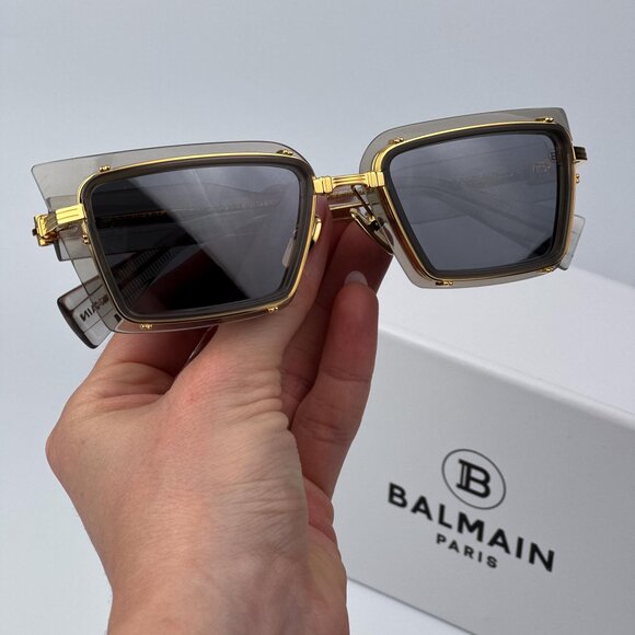 Balmain ADMIRABLE BPS-130B-52 Men BRAND NEW Sunglasses Titanium Grey Crystal - Picture 2 of 12